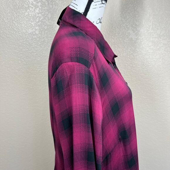 Torrid Purple Black Plaid Rayon Long Sleeve Button Dress Size 2(2X) cottagecore - Picture 16 of 16